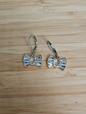 kate spade Silver Bow Crystal Drop Earrings